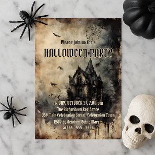 Invitation Vintage Haunted Mansion fête d'Halloween