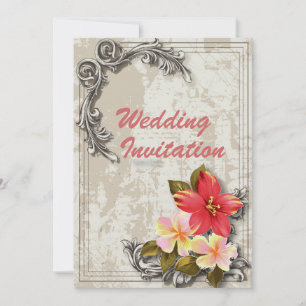 Invitation vintage hawaii hibiscus fleoral tropical mariage