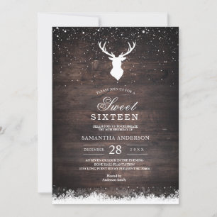 Invitation vintage hiver Simple Cerfs et Flaks de 