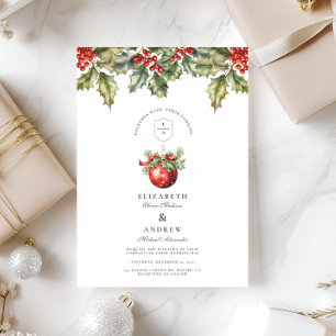 Invitation Vintage Holly Orament Mariage de Noël