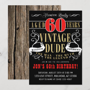 Invitation Vintage Homme Mythe Légende Hommes 60e anniversair