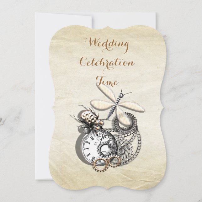 Invitation Vintage inspiré Steam Punk Mariage à thème (Devant)