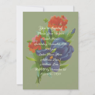 Invitation Vintage Iris Bouquet Floral Art Party