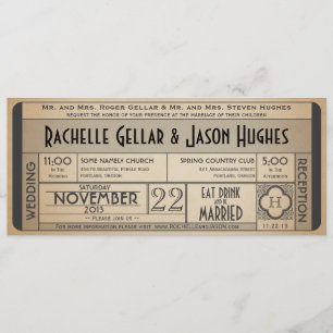 Invitation vintage IV de billet de mariage -- ère