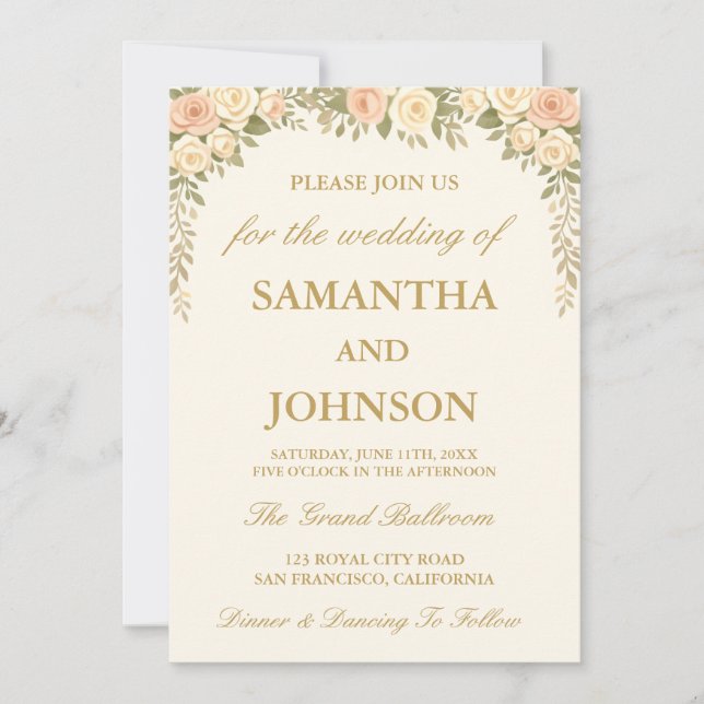 Invitation Vintage Ivory Elegant Ballroom Wedding (Devant)