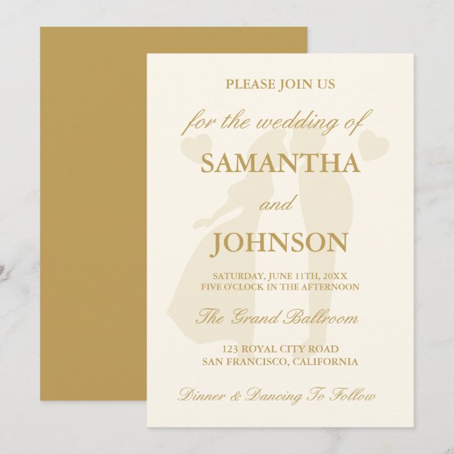 Invitation Vintage Ivory Elegant Wedding (Devant / Derrière)