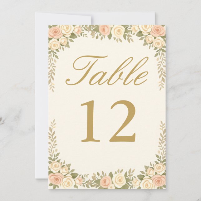 Invitation Vintage Ivory Elegant Wedding Table Number (Devant)