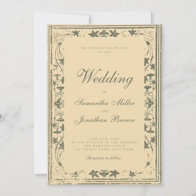Invitation Vintage Ivory Story Book Wedding (Devant)