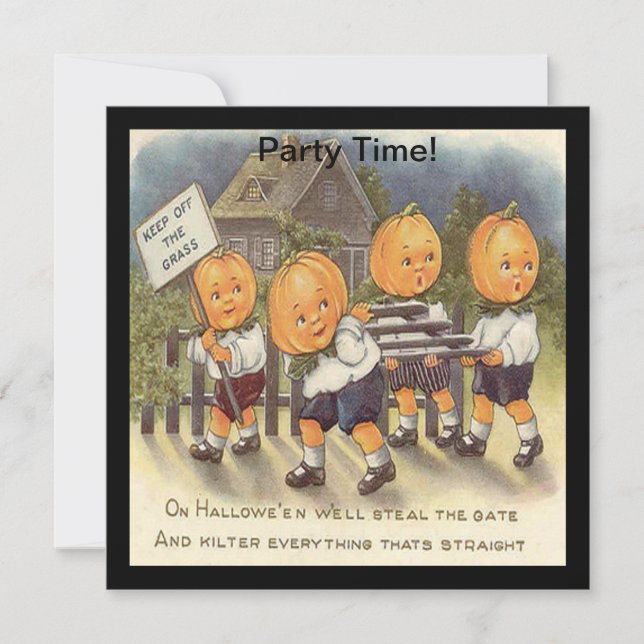 Invitation Vintage Jack o' Lantern Boys Steeling Gate (Devant)