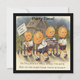 Invitation Vintage Jack o' Lantern Boys Steeling Gate