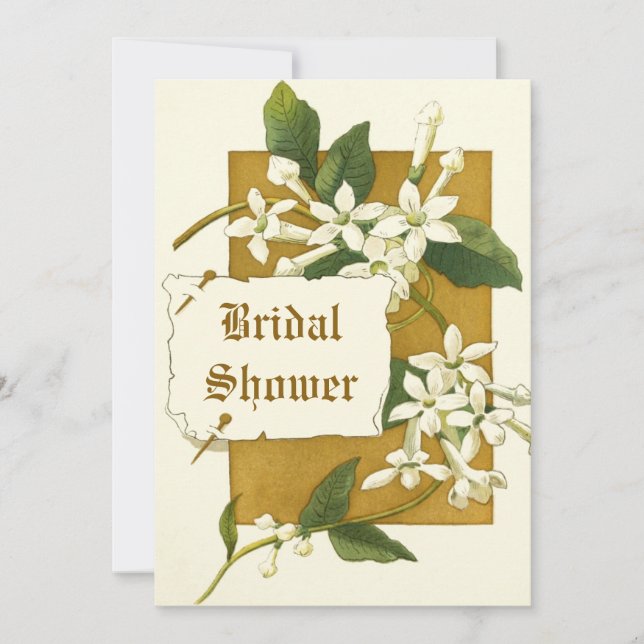 Invitation Vintage jasmin fleurs mariage douche nuptiale (Devant)