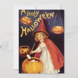 Invitation Vintage Jolly Halloween Witch par Ellen Clapsaddle