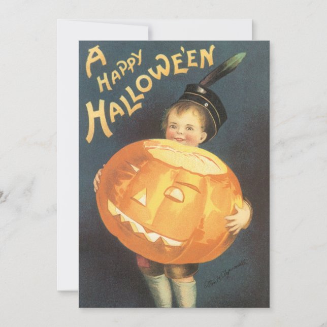Invitation Vintage Joyeux Halloween par Ellen Clapsaddle Part (Devant)
