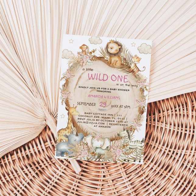 Invitation Vintage Jungle Safari Thème Baby Girl Douche (Créateur téléchargé)