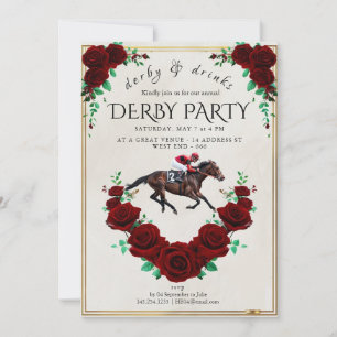 Invitation vintage Kentucky Derby Roses rouges Che