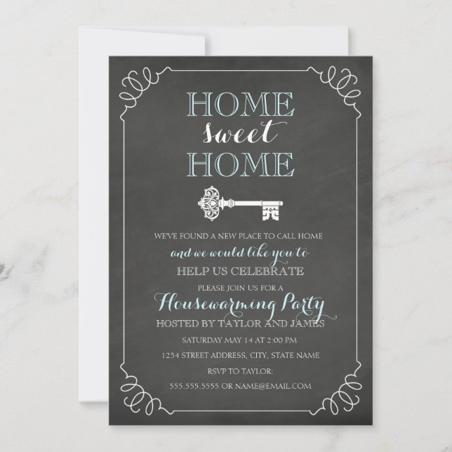 Invitation Vintage Key Chalkboard (Devant)