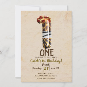 Invitation Vintage Kraft Safari Jungle ONE 1er anniversaire