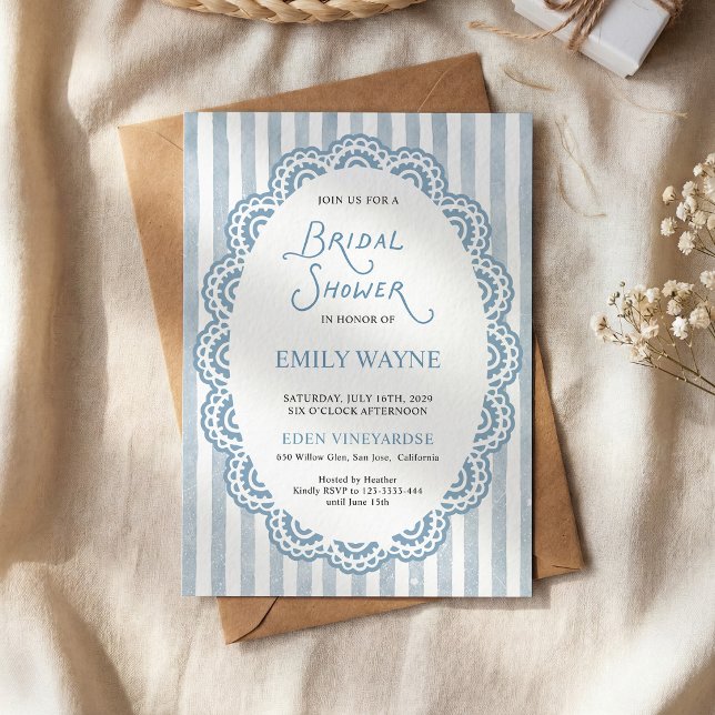 Invitation  Vintage Lace Blue Bridal Shower  (Créateur téléchargé)