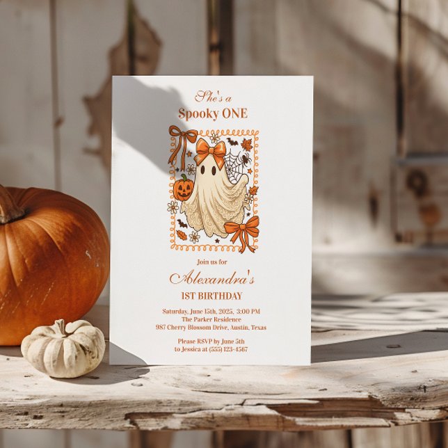 Invitation Vintage Lace Ghost Coquette Halloween 1er Annivers (Créateur téléchargé)