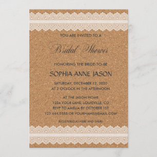Invitation vintage Lace Vin Cork BRIDAL DOUCHE