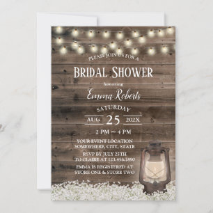 Invitation Vintage Lanterne Rustique Floral Fête des mariées