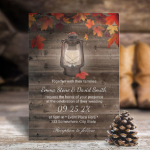 Invitation Vintage Lanterne Rustique Grange Bois Mariage d'au