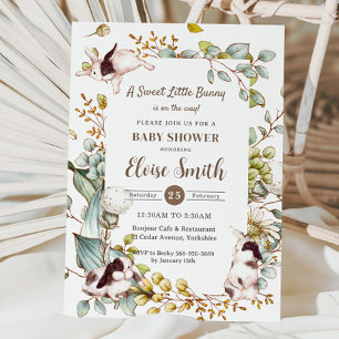 Invitation Vintage lapin lapin lapin Baby shower QR