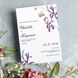 Invitation Vintage lavande pourpre mariage floral