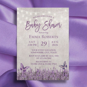 Invitation Vintage Lavender Floral Butterfly Baby shower