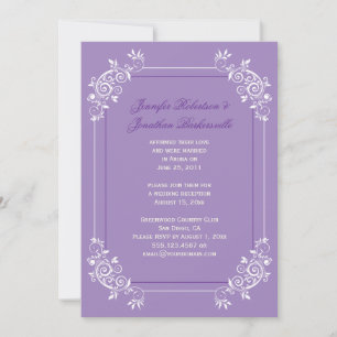 Invitation Vintage Lavender White Purple Swirls Post Mariage