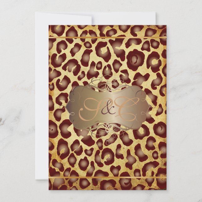 Invitation Vintage Leopard +perle tournoie des mariages Invit (Devant)