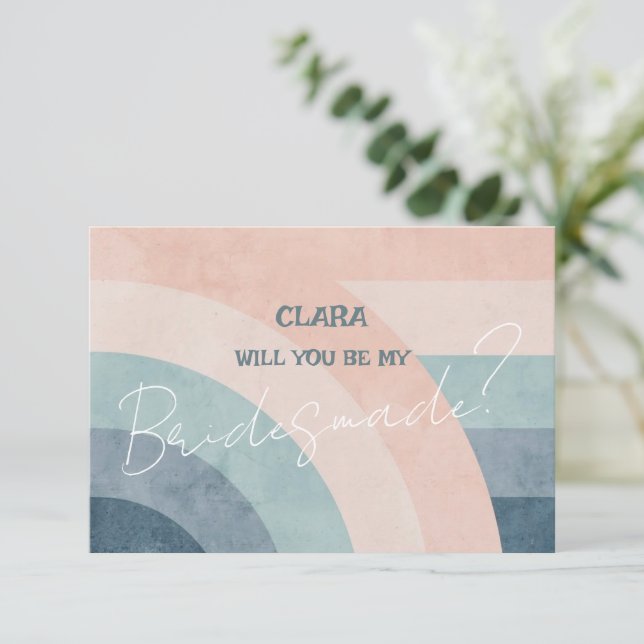Invitation Vintage les années 70 Rainbow Mariage Bridesmade (Debout devant)
