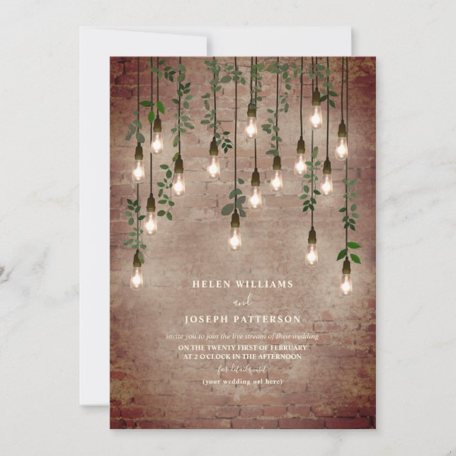 Invitation Vintage Light Industrial Brick Botanic Virtual (Devant)