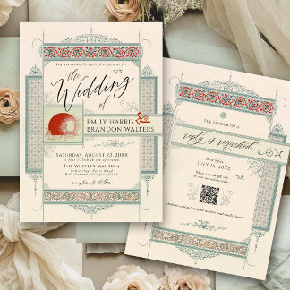 Invitation Vintage Light Sage Green Old Money Elegant Wedding