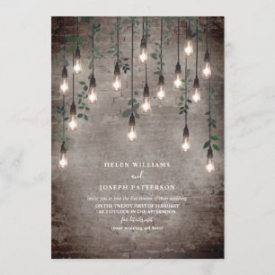 Invitation Vintage Lights Industrial Brick Botanic Virtual