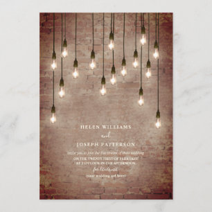 Invitation Vintage Lights Industrial Brick Livestream Virtual