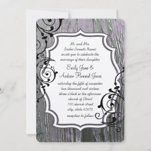 Invitation Vintage Lilac Vieux Mariage en bois de grange