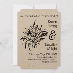 Invitation Vintage Lily Floral Mariage