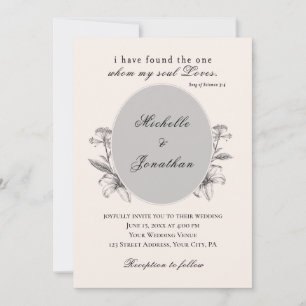 Invitation Vintage  Lily Floral Mariage chrétien