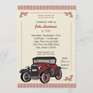 Invitation Vintage Look Antique Voiture Anniversaire Invitati