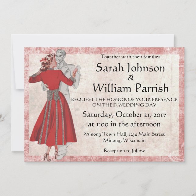 Invitation Vintage Look Dancing Couple (Devant)
