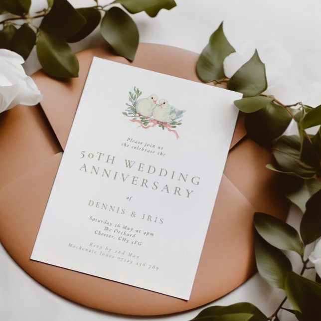 Invitation Vintage Love Birds 50th Wedding Anniversary (Créateur téléchargé)