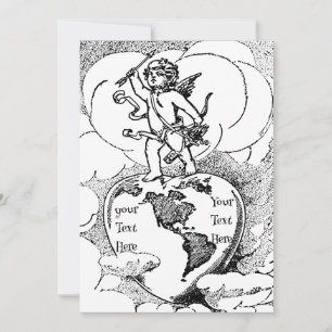 Invitation Vintage Love Cupid Mariage Fiançailles Personnalis