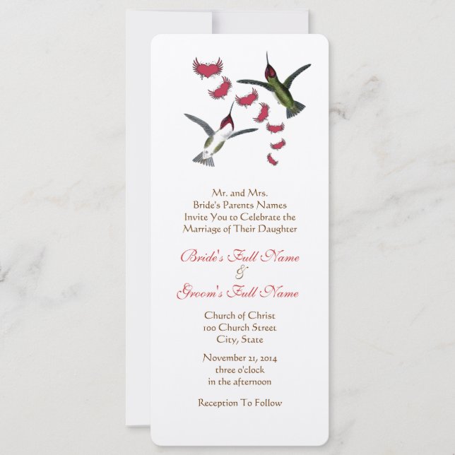 Invitation Vintage Lovebird Hummingbird Mariage (Devant)