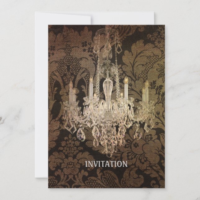 Invitation vintage lustre damassé mariage (Devant)