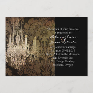 Invitation vintage lustre damassé mariage