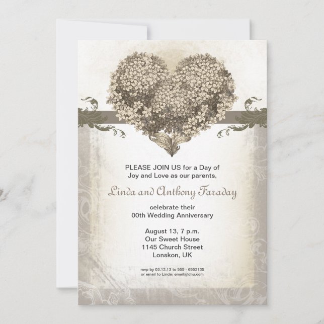 Invitation vintage magnifique pour anniversaire de (Devant)