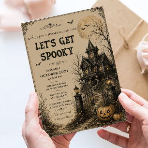 Invitation Vintage Maison Hantée Halloween Faisons-nous Filer