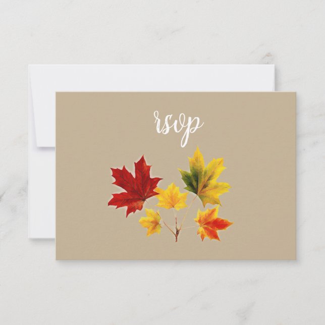 Invitation  vintage maple leaves  rsvp card (Devant)