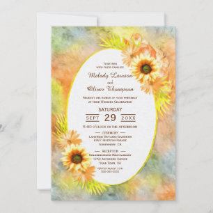 Invitation Vintage Mariage floral de tournesol peint